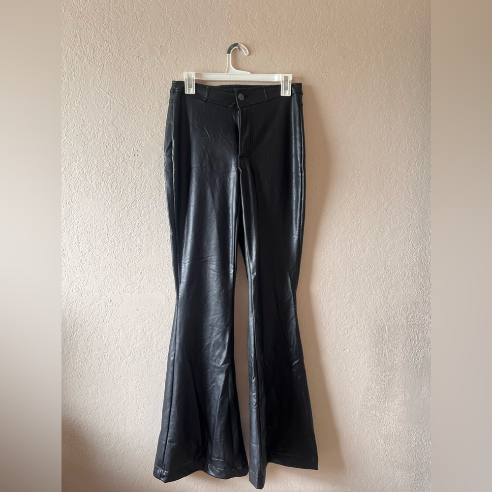 Leather fashion nova flare jeans